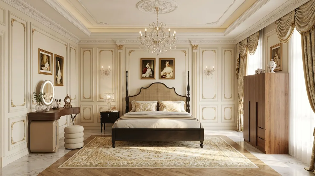 تألق غرفة النوم الكلاسيكية بأسلوب راقٍ