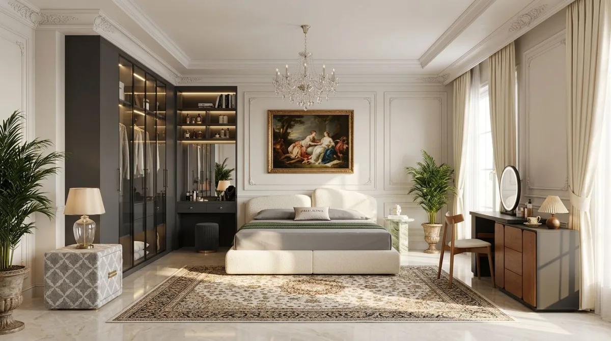 تألق برفاهية: غرفة نومك الكلاسيكية الفاخرة