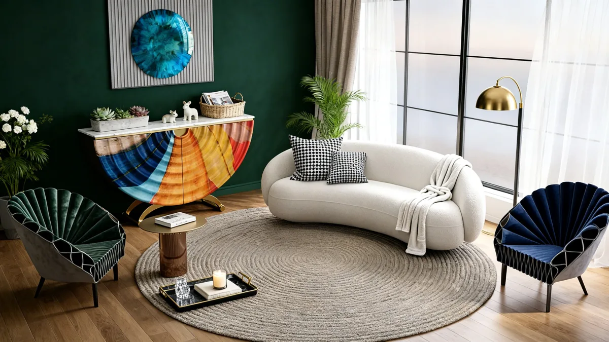 أعد تصميم غرفة المعيشة بأسلوب فندق فاخر