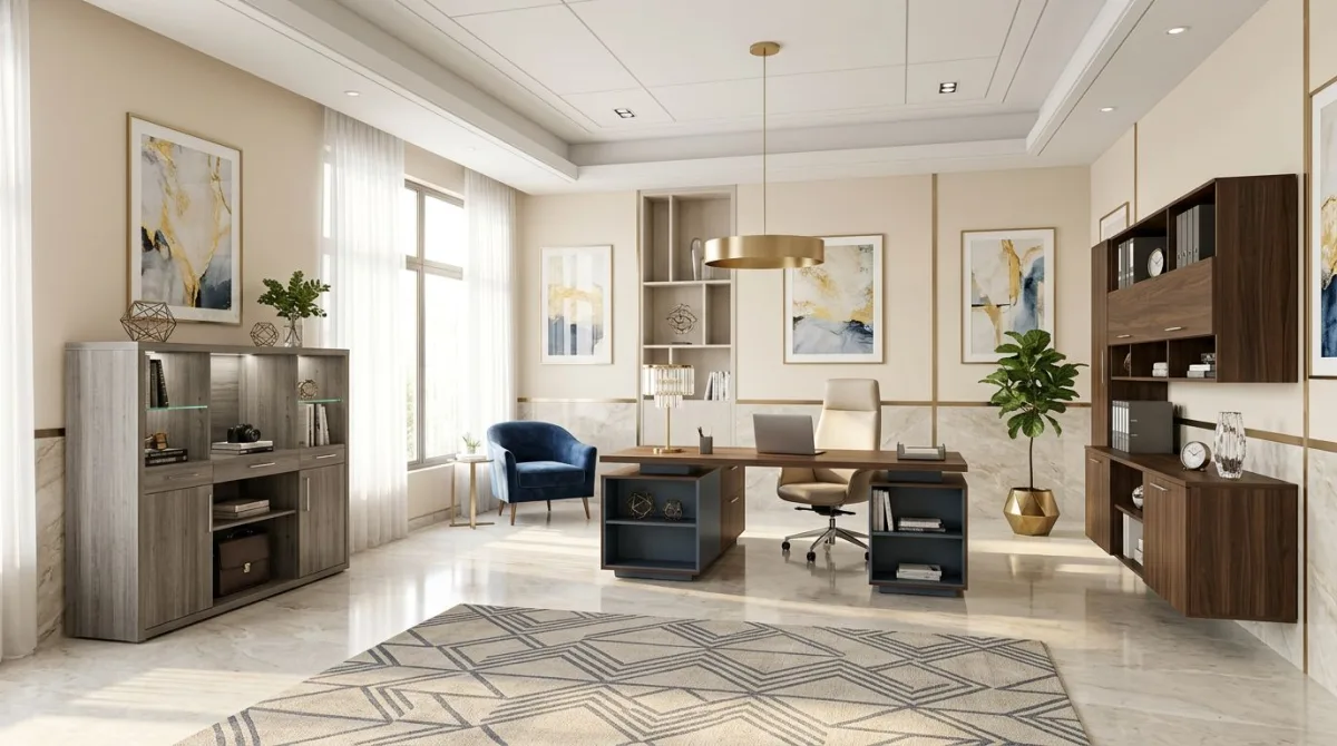 مكتب منزلي عصري: إلهام وإنتاجية في كل زاوية