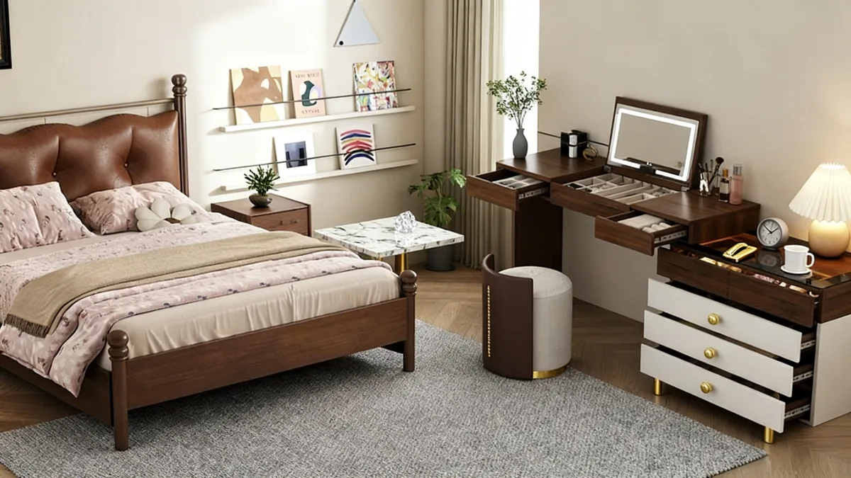 غرفة نوم ساحرة بتصميم عصري لمسة فرنسية