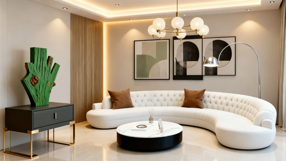 ديكور عصري لغرفة المعيشة بأناقة يابانية