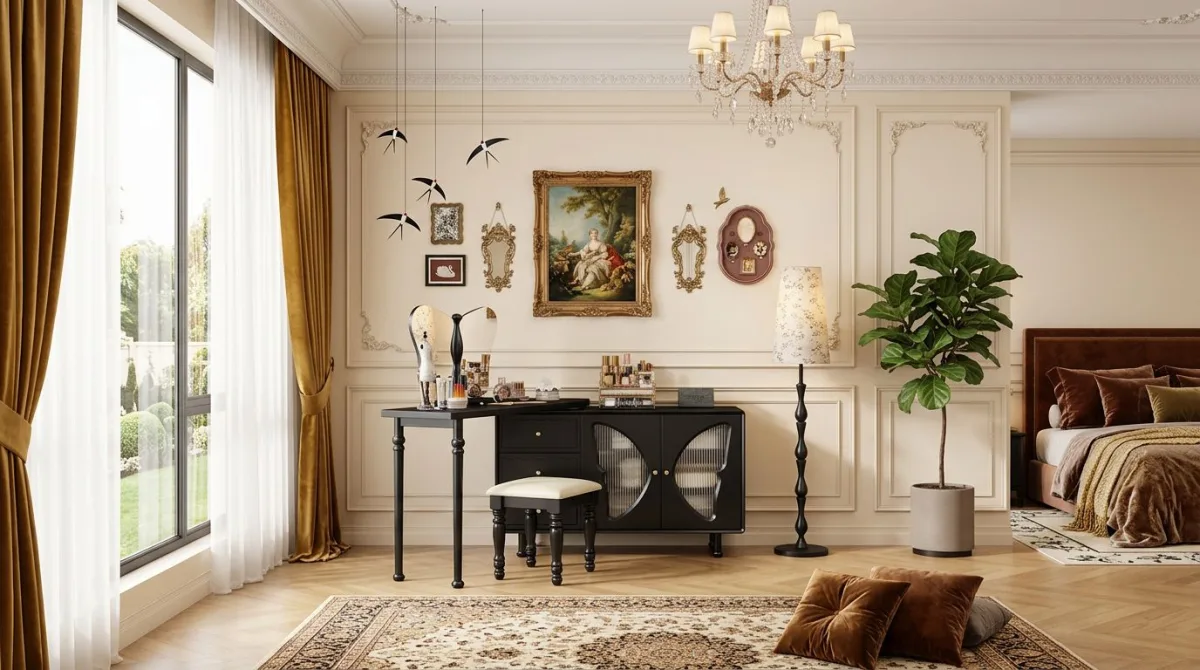 تسريحة زاوية فرنسية فاخرة لغرفة نومك