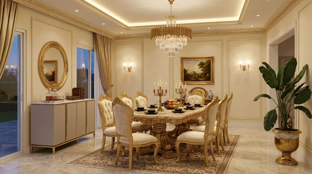 اكتشف سحر الديكور الفاخر لغرفة الطعام