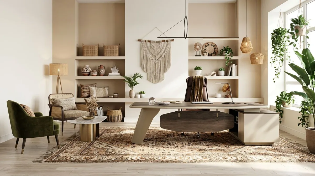 تصميم جديد..مكتب منزلي تصميم بوهيمي.