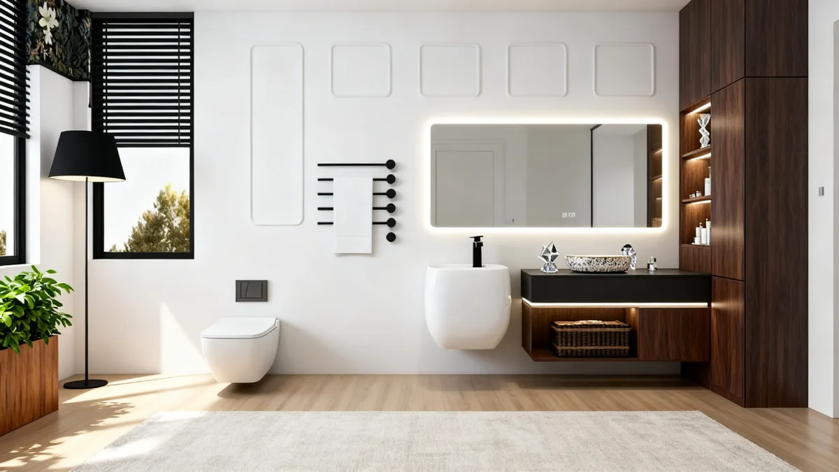 تصميم حمامات ذات طابع حديث يجمع بين الفخامة والأناقة.