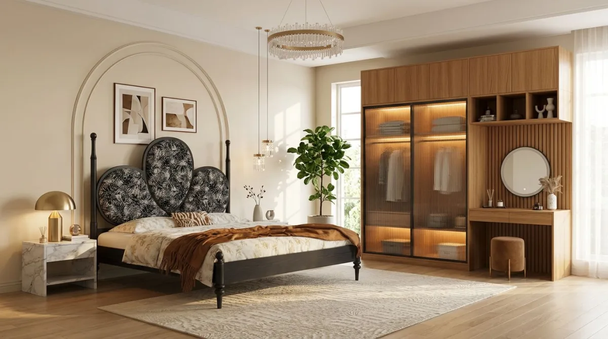 غرفة نوم أنيقة بألوان ناعمة