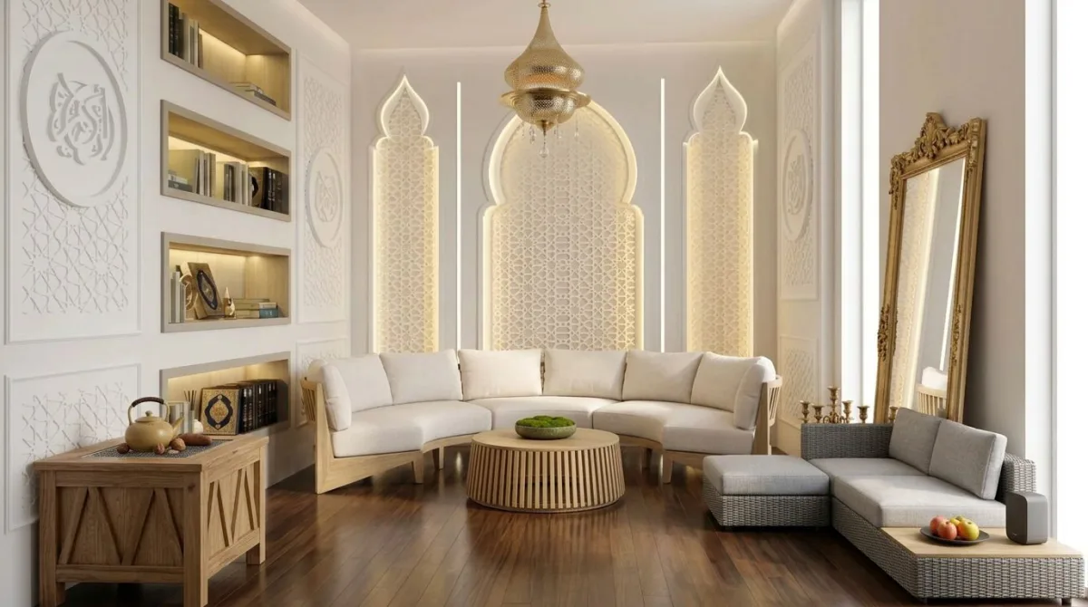 استمتع بالصالة تصميم الإسلامي ذات طابع الهندسية فخامة.