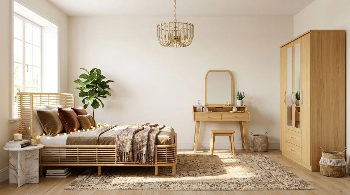 غرفة نوم أنيقة بألوان ناعمة
