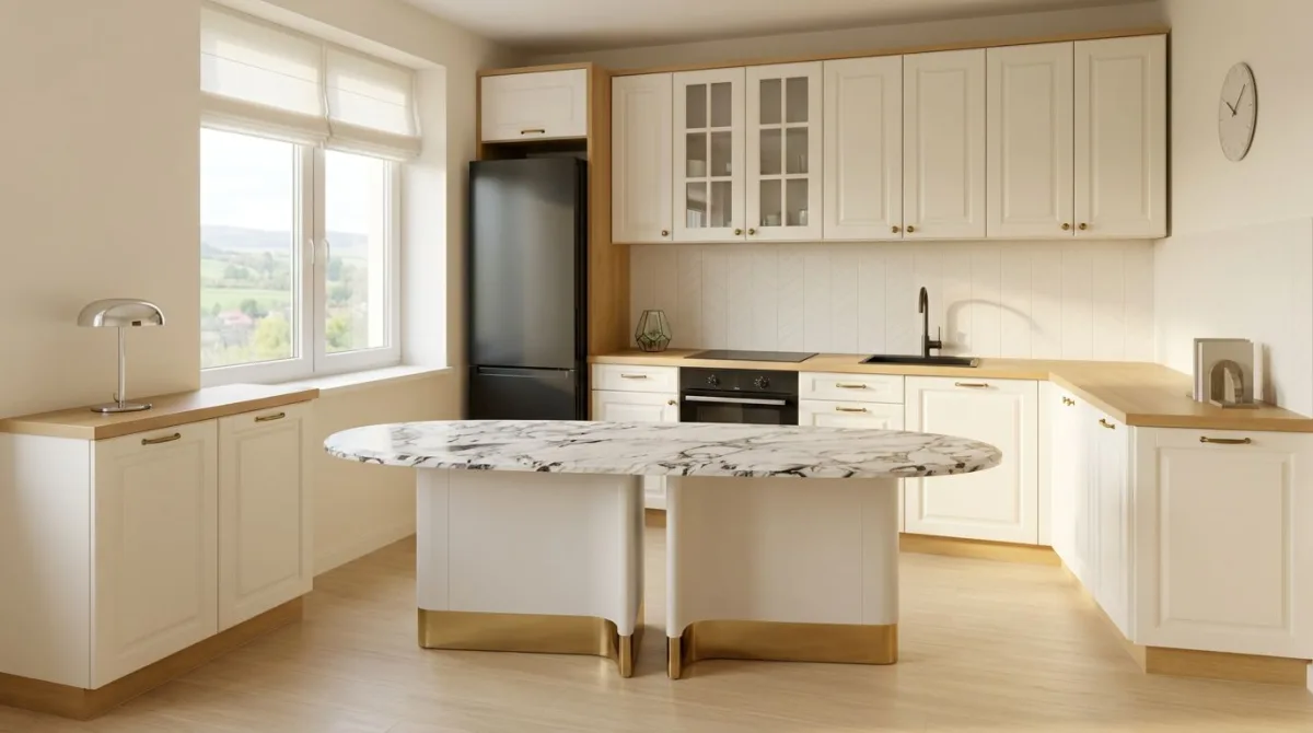 اكتشف روعة تصميم مطبخك الحديث مع طاولة فخمة