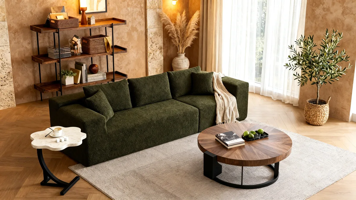 اكتشف سحر التصميم العضوي العصري لغرف المعيشة