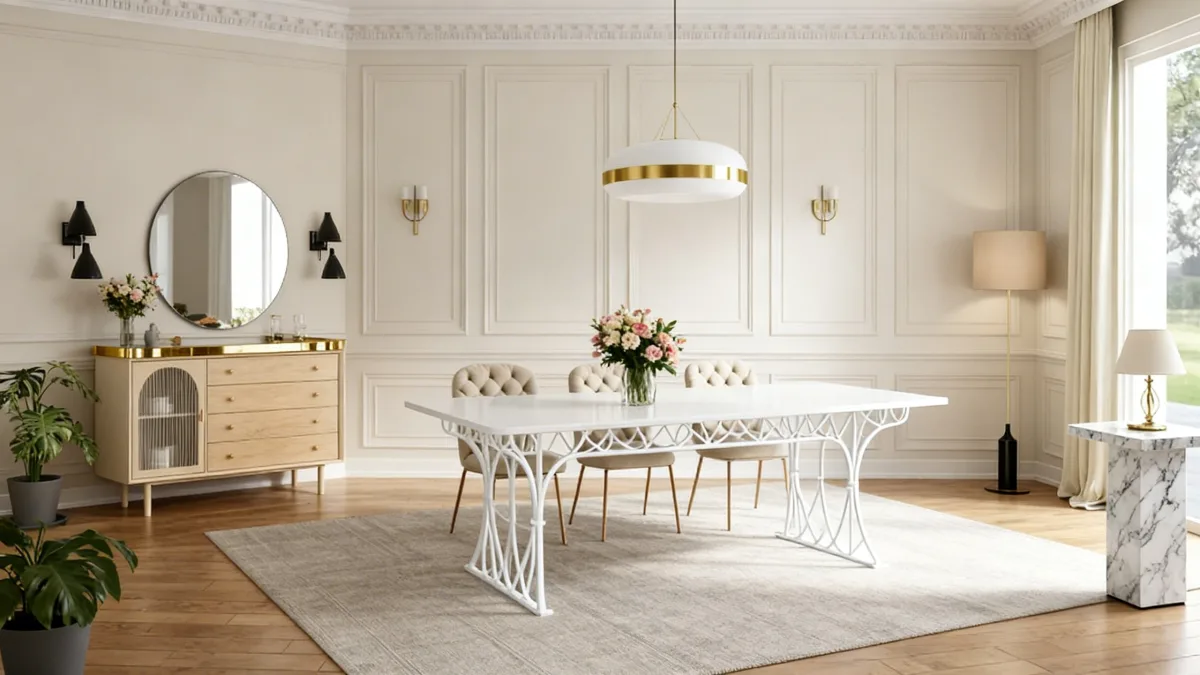 استمتع بأناقة النيو كلاسيك في غرفة الطعام