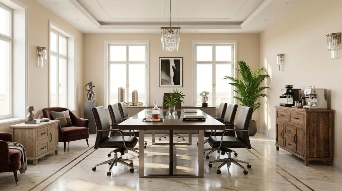 غرفة اجتماعات صغيرة بأجواء مريحة