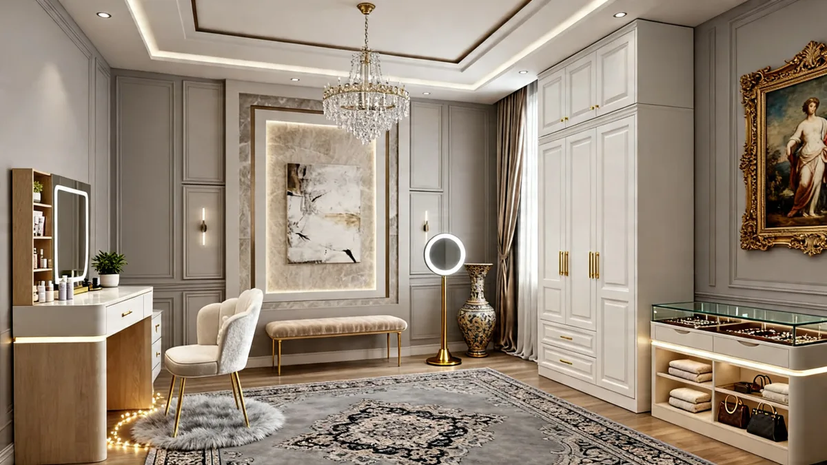 غرفة الملابس  تصميم عصري راقية.