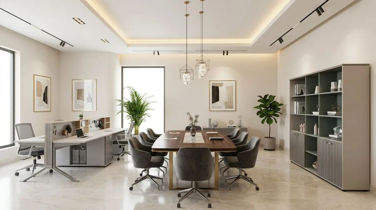 غرفة اجتماعات صغيرة بأجواء مريحة
