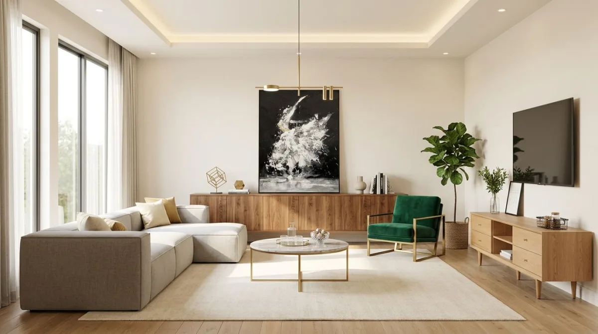 تجديد غرفة المعيشة: أناقة عصرية بألوان فنية