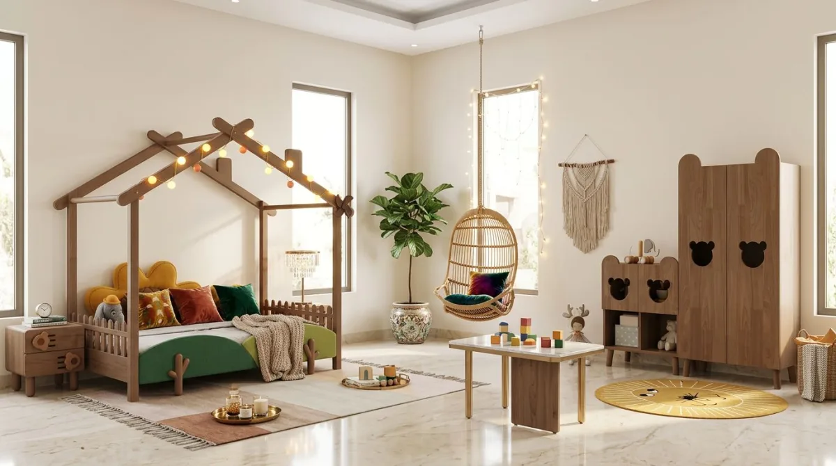 غرفة أطفال بألوان قوس قزح