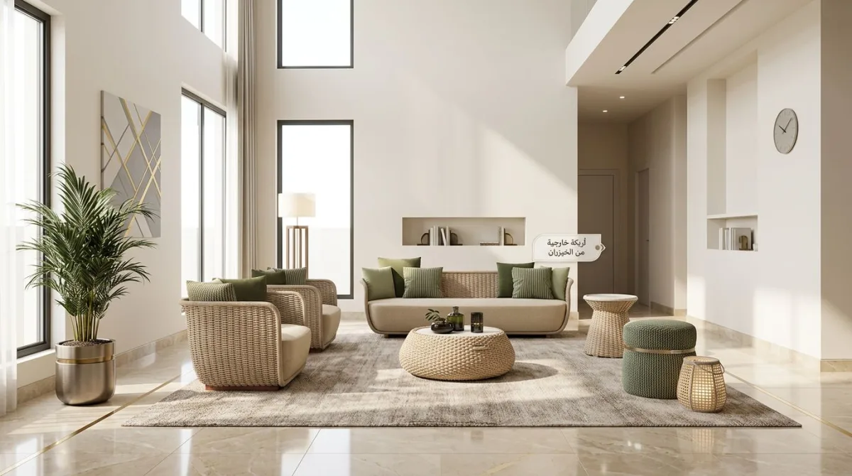 استمتع بأناقة الأريكة الخيزران في غرفة المعيشة