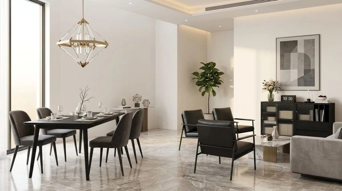 غرفة طعام مودرن بطاولة واسعة