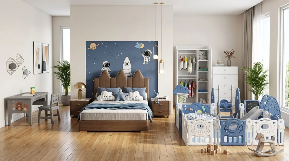 غرفة أطفال فضائية: رفاهية وأناقة عصرية