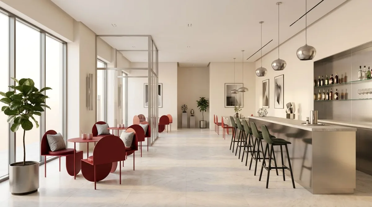 مطعم  او مقهى بأجواء دافئة ومرحبة